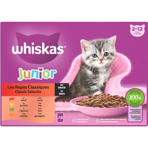 Whiskas Junior Multipack Classic Selectie in Saus 12 x 85 gr