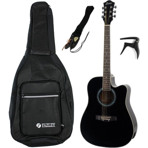 Fazley FE118CBK elektrisch akoestische westerngitaar + gigbag + strap + capo