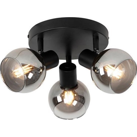 QAZQA vidro - Art Deco Plafondspot | Spotje | Opbouwspot - 3 lichts - Ø 35 cm - Zwart - Woonkamer | Slaapkamer | Keuken