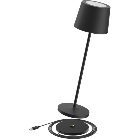 Ozocozy Breakfast at Tiffany's - Tafellamp - Tafellamp slaapkamer - Tafellamp Oplaadbaar - Zwart - Spatwaterdicht (IP54) - Bureaulamp Snoerloos - Dimbare LED Lamp - Oplaadstation - Terraslamp - 38,5 cm x Ø11,4 cm