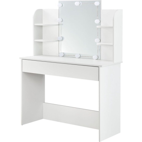 Schminktafel / kaptafel Bella - Wit - Incl. Spiegel & LED Verlichting