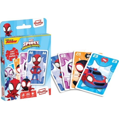 Disney Junior 4 in 1 kaartspel - Spidey Amazing friends - Marvel spiderman - Shuffle - spel kaarten - 33x speelkaart