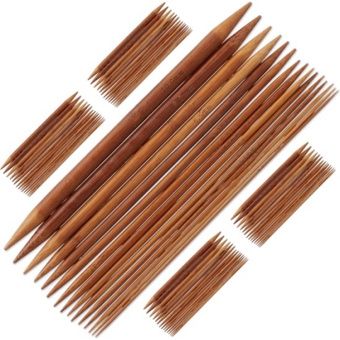 Relaxdays breinaalden set - 75 stuks - sokken breinaald - 2 tot 10 mm - bamboe naalden