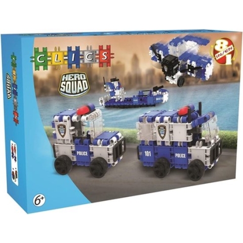 Clics Hero Squad Politie Box 8 in 1 - Constructie blokken