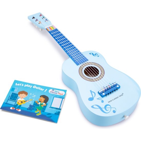 New Classic Toys Speelgoedinstrument - Houten speelgoedgitaar met draagriem - Inclusief muziekboekje