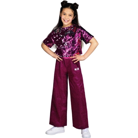 K3 verkleedkleding - Glitteroutfit roze 6/8 jaar - maat 134