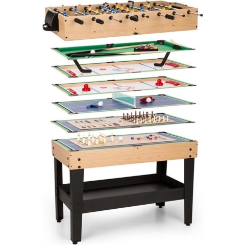 Game-Star speeltafel met 15 spellen multigame opbergvak MDF