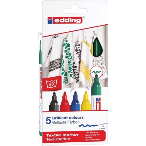 edding 4500/5 S Textielmarker set van 5 assorti
