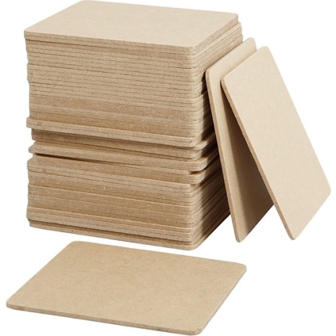 Creotime Vierkante Onderzetters 50 Stuks 10 Cm Blank Hout