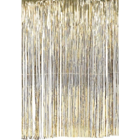 Deurgordijn slinger goud 100 x 200 cm - Oud en nieuw/glitter party decoratie deur slinger