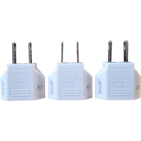 Seyda® Originele Hoge Kwaliteit Reisstekker Wereldstekker - EU naar USA/VS - Travel Adapter - Europa naar Amerika - Wit - (3 Stuks)