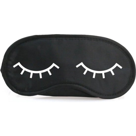 Slaapmasker - met slapende oogjes - zwart/wit - one size - slaapmaskertje / oogmasker