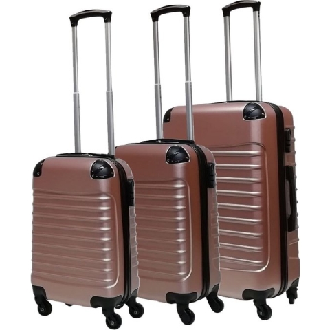 Castillo Quadrant 3 delige ABS Kofferset - 2 x handbagage koffer / 1 x grote koffer - Rosé Gold