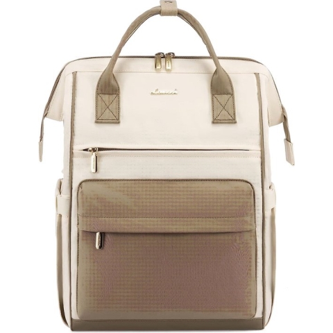 Rugzak laptop 17.3 inch - Beige - 34 x 19 x 44 - Laptoptas met USB-oplaadpoort - Waterbestendig - School, werk, kantoor, reizen