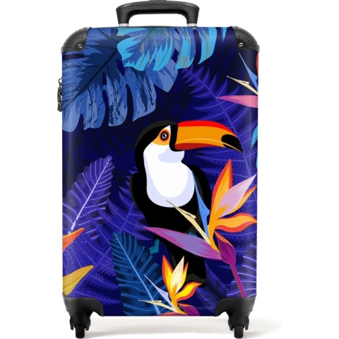 NoBoringSuitcases.com - Kinderkoffer jungle - Binnen 55x40x20 cm en 55x35x25 cm - Handbagage - Trolley op wieltjes - Reiskoffer met wielen - Rolkoffer kind - Kindertrolley geschikt voor jongen en meisjes - Vakantie artikelen - Koffer blauw kinderen