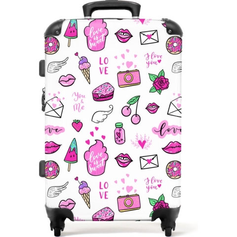 NoBoringSuitcases.com - Grote koffer - Kinderkoffer roze meisjes - Reiskoffer middelmaat met 4 wielen - Trolley op wieltjes 60 liter- Rolkoffer groot kinderen - Ruimbagage valies 20kg - Bagagekoffer hardcase - Suitcase medium - Large luggage TSA slot