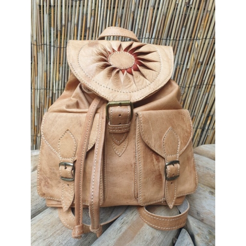 Lindian style - Backpack - ""SUN"" - rugtas - Leder/leer - Ibiza style - festival tas