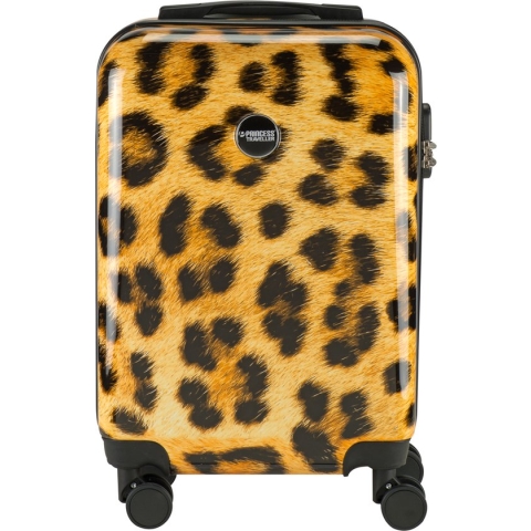 Princess Traveller Animal Print - Handbagagekoffer - Leopard - Small - 55cm - Dubbele wielen