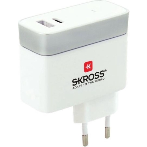 SKROSS - Euro USB Lader 2x USB 5400 mA (Type-A & Type-C)