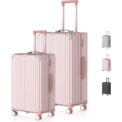 Voyagoux® - Reiskoffer set - Koffers - 2 stuks - M/L - Rose gold