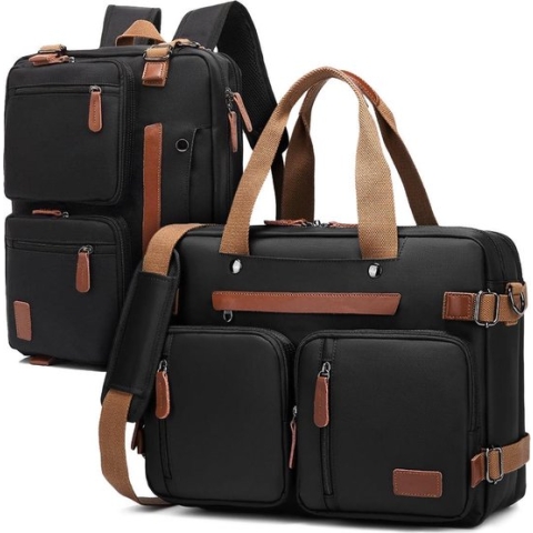 Laptoptas 2 in 1 Laptop Rugtas Schoudertas voor 17.3 inch laptop – zwart