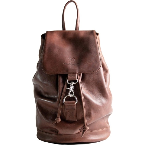 Rugtas leer - bruin - met Ipad vak - Genua - Raw leathers