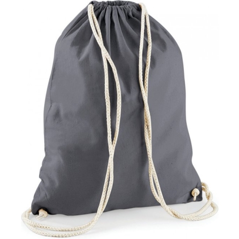 Sporten/zwemmen/festival gymtas antraciet grijs met rijgkoord 46 x 37 cm van 100% katoen - Kinder sporttasjes