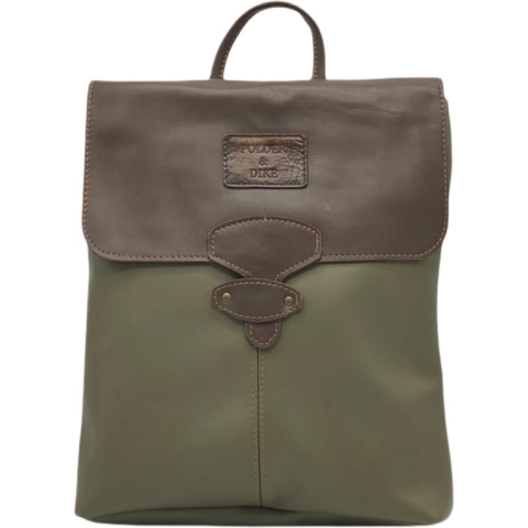 POLDER & DIKE - rugtas - TRIBECA - groen - Army Green/Chocolate - echt leer