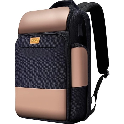Reis Laptop Rugzak 15,6" met Slank & Uitbreidbaar en Gepatenteerde Schouderzakken en USB, Anti-diefstal Zakelijke Rugzak met Ultracapaciteit voor Werk School reizen Wandelen Kamperen,Zwart goud