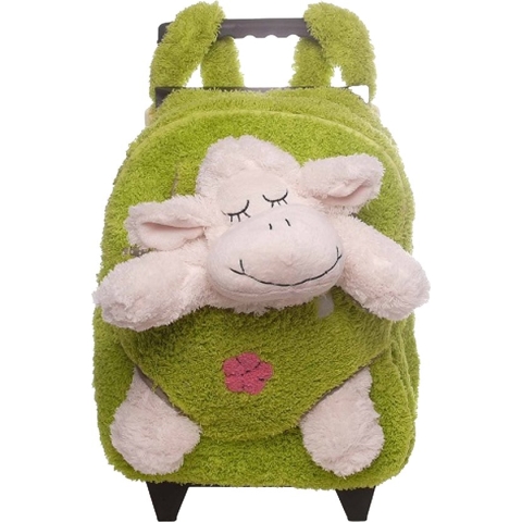 Inware Rugzaktrolley kinderkoffer - pluche schaap knuffel - kunststof/polyester - 35 x 25 x 13 cm