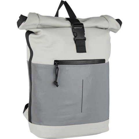 New Rebels Bowie New York Light Grijs 16L Rugzak Rolltop Reflectie Waterafstotend Laptop 15.6