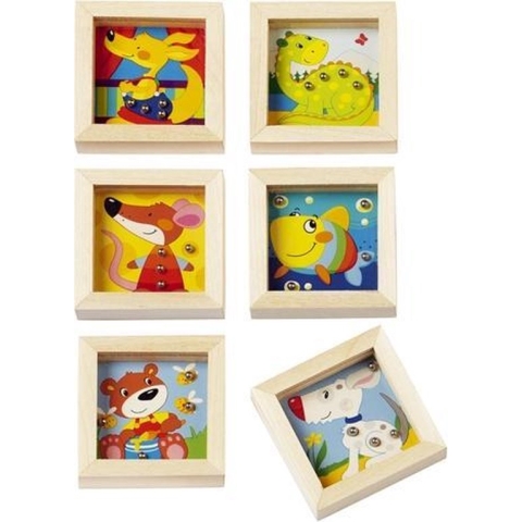 Goki - Set van 6 Behendigheidsspelletjes - Dieren