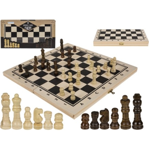 Schaakspel hout - Inklapbaar schaakspel - 34 x 34cm - Reis schaakbord met schaakstukken - Schaakspellen Opvouwbaar - 34 x 34cm