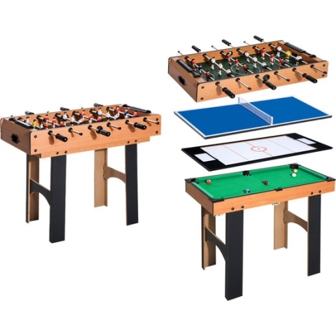 4 in 1 - Voetbaltafel - Tafelvoetbal - Pooltafel - Hockey - Tafeltennistafel - Pingpongtafel - 87 x 43 x 73 cm