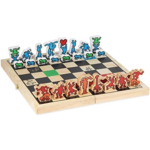 Chess Set (Red & Blue) by Keith Haring