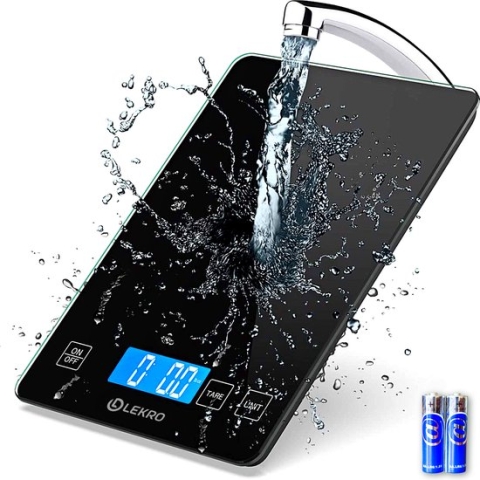 Lekro Digitale Precisie Keukenweegschaal – Weegschaal Keuken - 1gr-15kg – Tarra Functie - Zwart