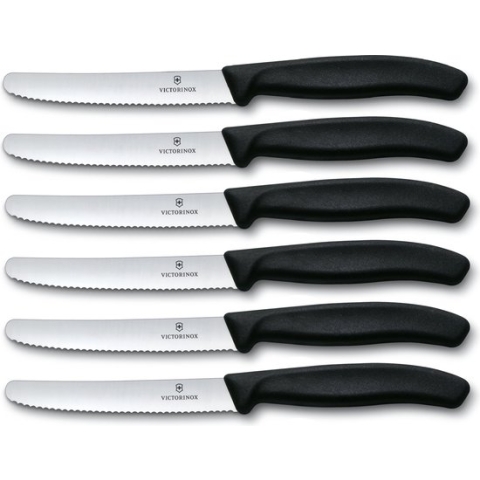 Victorinox Tafelmes 6 stuks zwart krom heft