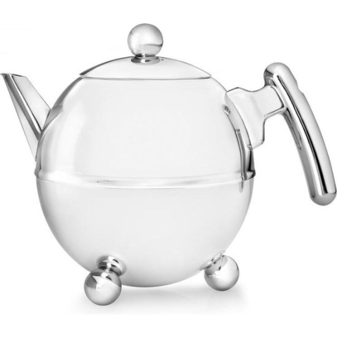 Bredemeijer - Theepot Bella Ronde 1,5L chroom beslag- Dubbelwandig