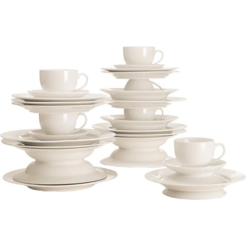 Maxwell and Williams White Basic Rim Koffie- en Dinerset - 30-delig - Wit