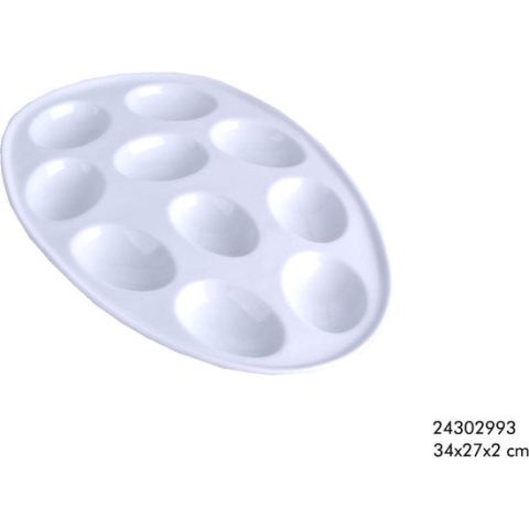 Eierschaal wit aardewerk voor 10 eieren