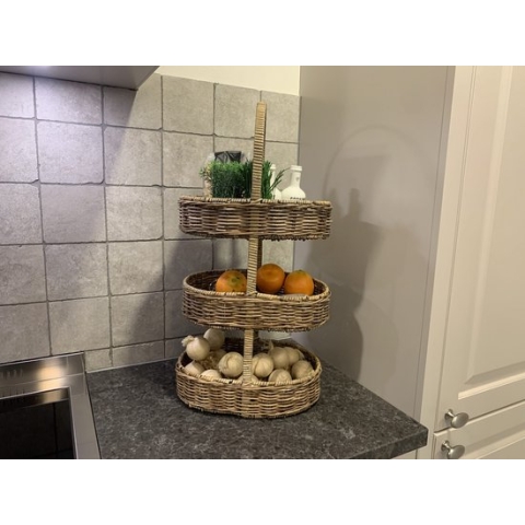 Rieten Etagère - Tray - opbergmand - Opberg Etagere - decoratie - riet - Rattan - 3 laag