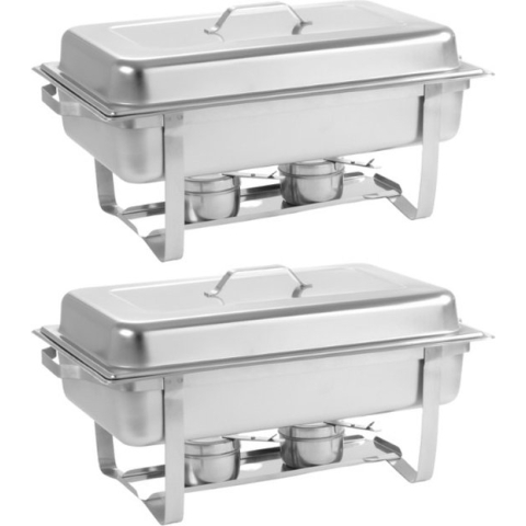 Hendi Chafing Dish Set - Buffetwarmer Economic - 9 Liter - Warmhoudschaal - 60x35,8x(H)29,5cm - Set van 2