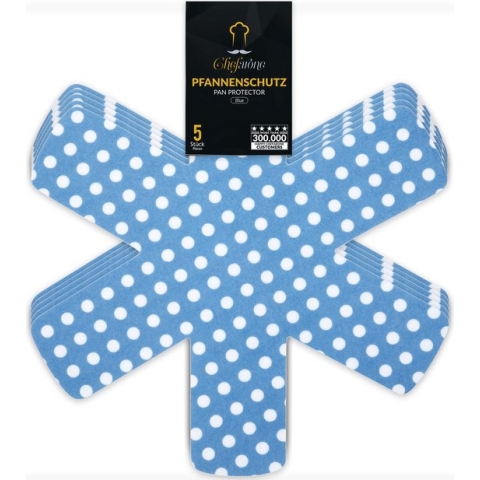 Chefarone Pannenbeschermers XXL - Tussenleggers Pannen en Potten - Beschermingsmatten - Wasmachinebestendig - Vilt - 5-delig - Blauw Wit