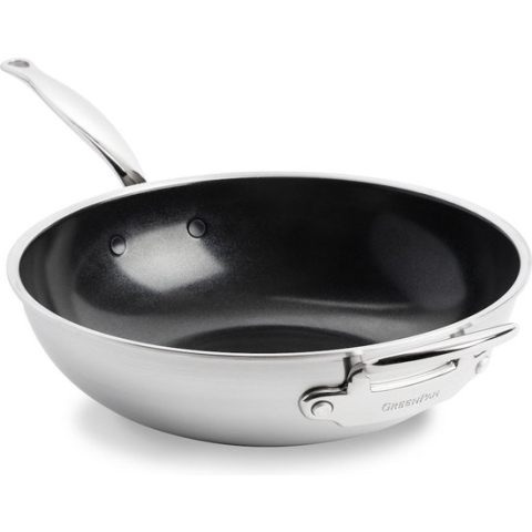 GreenPan Premiere Wok met extra handvat - Ø 30 cm/4.7L - RVS - Inductie