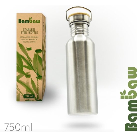 Bambaw Waterfles - 750 ml - Roestvrij Staal - Stevig en milieuvriendelijk
