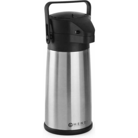 Hendi Isoleerkan - Thermoskan met Pomp - Professionele Pompkan 2,2 Liter - Dubbelwandig RVS - Ø15x(H)34cm