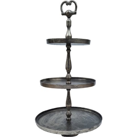 Deco4yourhome® - Etagere - 3 Laags - Antiek Zilver - Silver Antique - XXL - 69cm