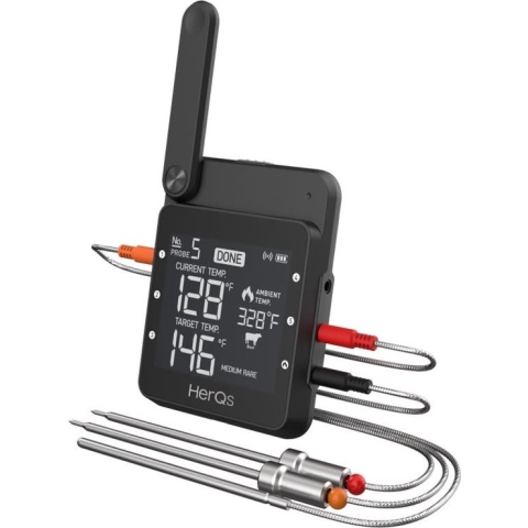 herQs - Professional - BBQ thermometer – Vleesthermometer - bbq thermometer – Draadloze barbecue thermometer met App – WiFi – Bluetooth – maximaal 6 sondes