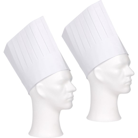 ComFort koksmuts - 2x - wit - papier - 19 cm - volwassenen - chef mutsen