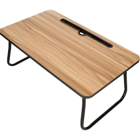 Dienblad - Uitklapbare Pootjes - Zwart Metaal - Ontbijt op Bed - MDF - 52x30x22 cm